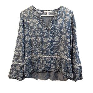 Fourteenth Place Blouse MED Pullover Long Sleeve Gypsy Boho Peasant V-Neck